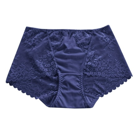Icvfdpl Underwear For Women Lace G String Thongs Lingerie Bikini Soft Breathable Women S Panties Blue 2Xl