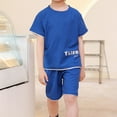 thumbnail image 2 of Spring EGNMCR Boys Suit Toddler Suit Fashion Summer Casual Printed Short Sleeve Round Neck T Shirts And Shorts Two Piece Set, 2 of 6