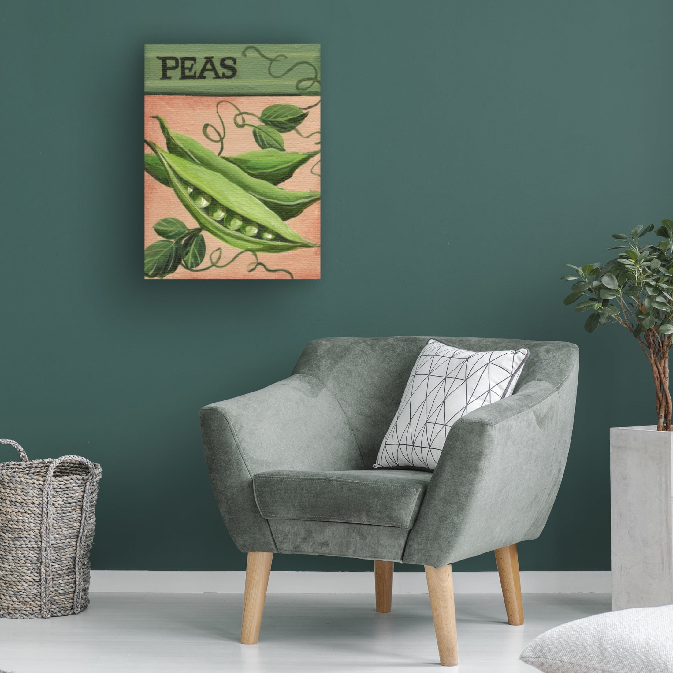 Canvas Wall Art - Debbi Wetzel 'Seed Packets 20 - Peas' Wall Art for Living Room, Bedroom, or Office Décor by Trademark Fine Art - 35 x 47 Inches