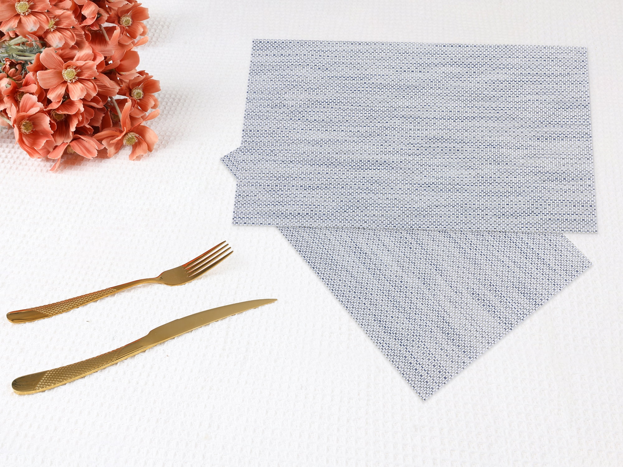 Unique Bargains Set of 6 Polyvinyl Chloride Solid Placemats Blue 18*12in