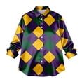 thumbnail image 5 of Women’s Mardi Gras Shirt 2026, Long Sleeve Button Down Striped Collar Shirt, Carnival Party Outfit for Women, 5 of 7