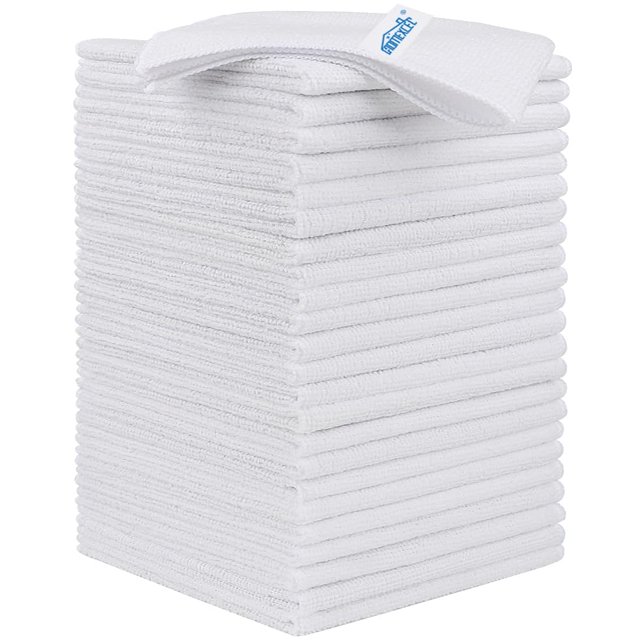 Paño de limpieza HOMEXCEL de microfibra blanco, 24 unidades, 30 x 30 cm