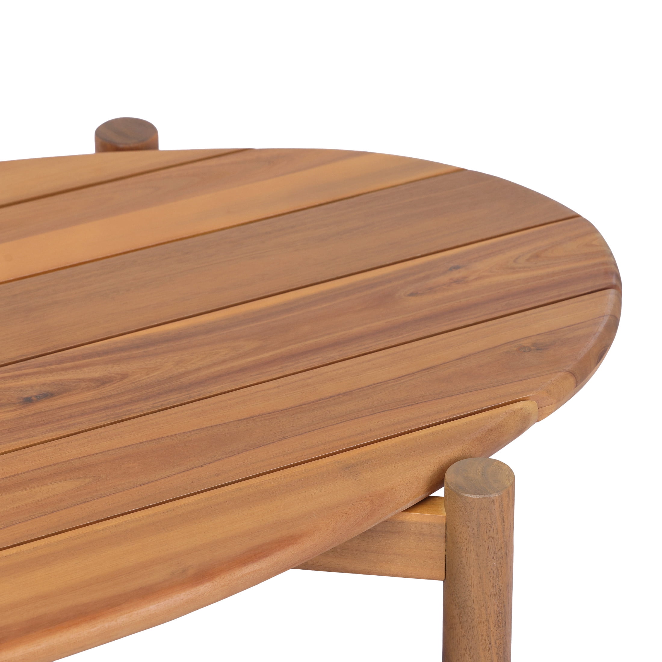 Christopher Knight Home 47" Outdoor Oval Coffee Table, Acacia Wood Slatted Patio Table, Light Teak