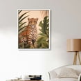 thumbnail image 3 of YANMS Framed Tropical Island Rainforest Monstera Leaf Palm Tree Wall Art, Cheetah Cat Wall Decor Prints, Nature Wilderness Wall Décor for Living Room, Bedroom 16x20in, 3 of 4