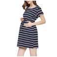 thumbnail image 1 of HSMQHJWE Robe de Maternité Décontractée à Rayures pour Femmes, Courte, Longueur Genou, Vêtements de Grossesse, Robe T-Shirt, 1 of 8