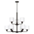 thumbnail image 2 of Sea Gull Lighting 3128809EN3-710 Canfield - 75W Nine Light 2-Tier Chandelier Bronze LED Brushed Nickel Finish with Etched/White Glass, 2 of 3