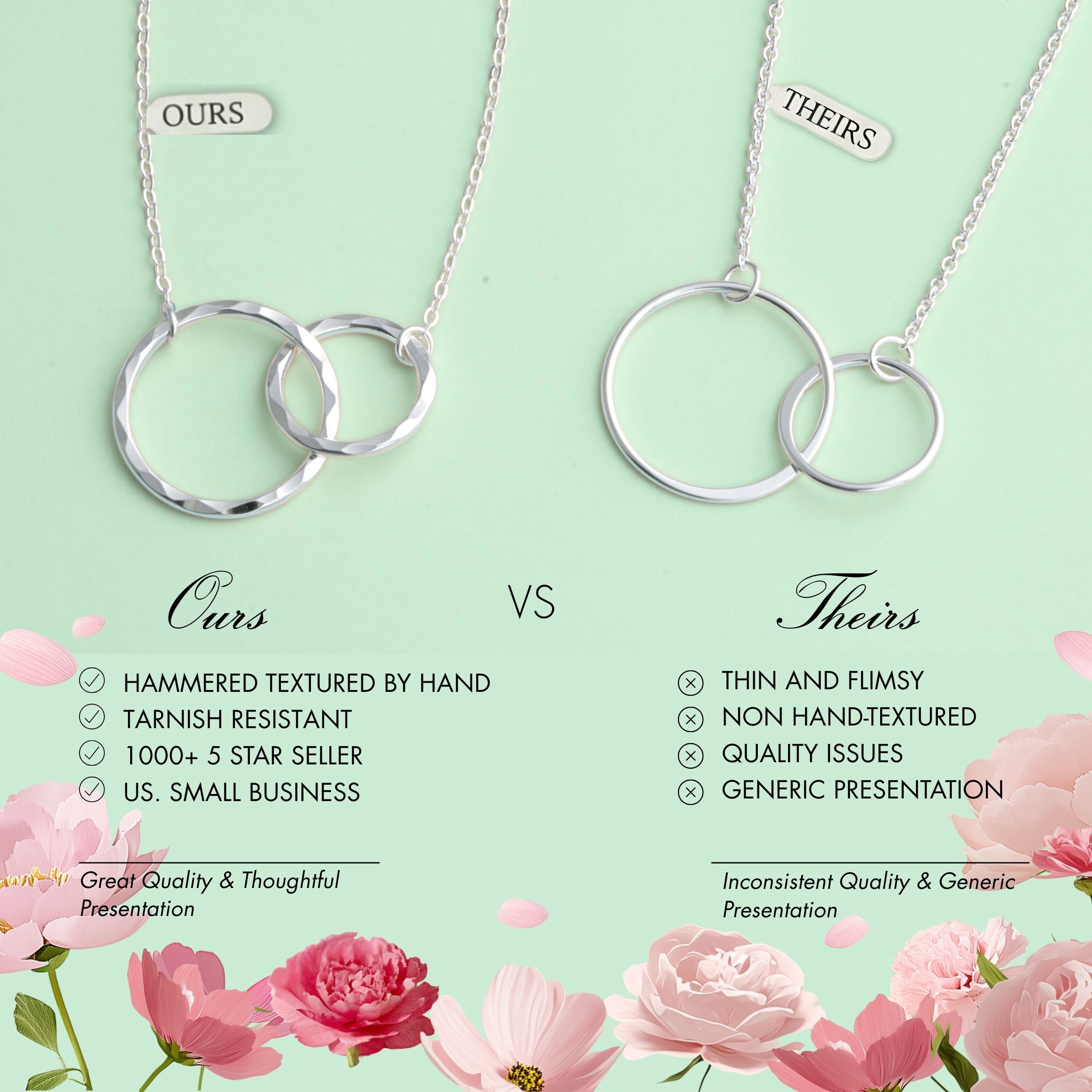 HOPE LOVE SHINE New Mom Necklace – 2 Ring Silver Gift for First Time Mom or Wife