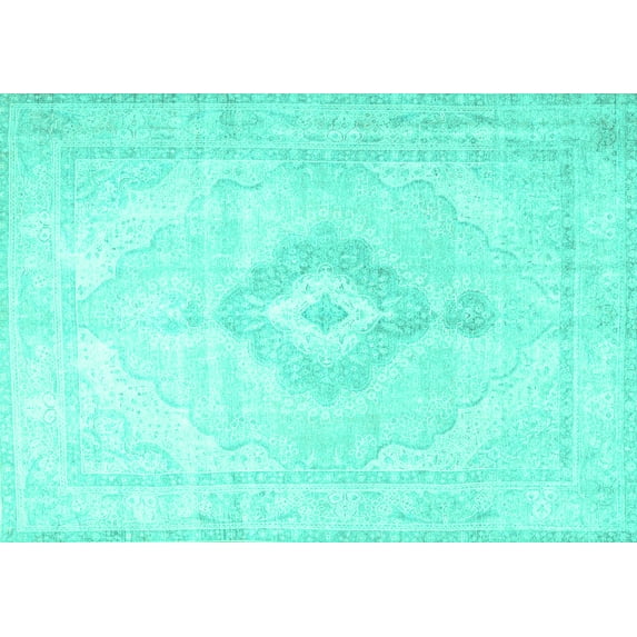Ahgly Company Indoor Rectangle Persian Turquoise Blue Traditional Area Rugs, 7' x 9'