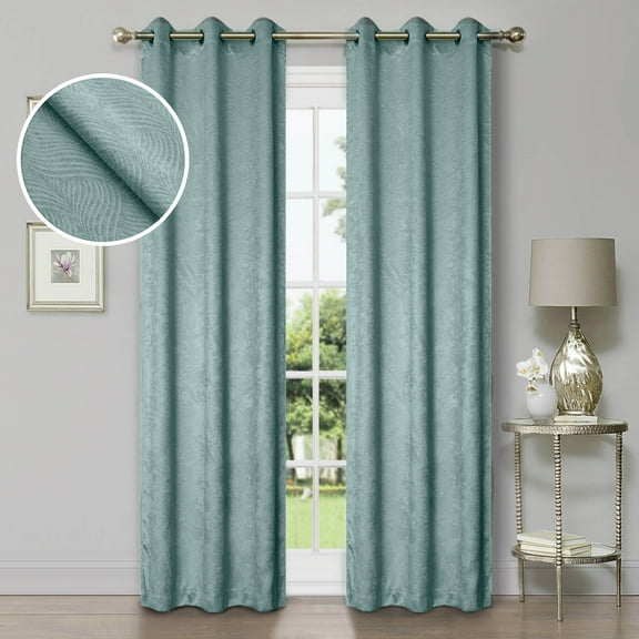 Superior Wave Blackout Grommet Curtains Panel Set, Teal, 42" x 84"
