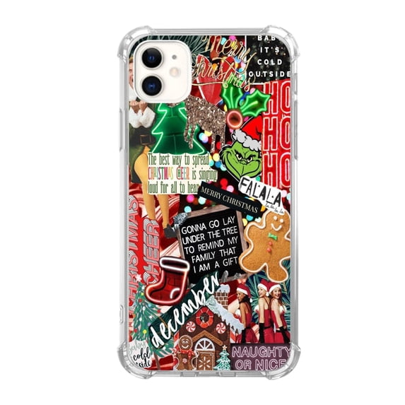 Christmas Collage Case Compatible with iPhone 12,Unique Art Design TPU Bumper Cover Case