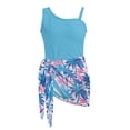 thumbnail image 7 of SEANATIVE 11-12 Years Girls One Piece Swimsuit One-Piece Bathing Suit with Mesh Skirt Cover Up Cut Out Stretchy Swimwear for Kids Children Teens, Tropical Palm Tree Blue Pink, 7 of 7