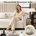 thumbnail image 6 of Timbernest 89" Pull Out Sofa Bed King Size, 3 in 1 Convertible Sleeper Sofa, Velvet Chaise Lounge, Tufted 3-Seater Chesterfield Sofa with Movable Ottoman and Rolled Arm, Beige, 6 of 13