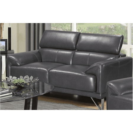 Aerys Air Leather Sofa Set 2 Piece Loveseat Chair Living Room Dark Grey Canada Chair Living Room Sofa Set Dark Grey, Air Leather Sofa