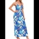 thumbnail image 2 of Vestido de Verano 2025 para Mujer, con Estampado Floral, Lazo Frontal, Tirantes Finos, Informal, Bohemio, , Holgado, Azul, XXL, 2 of 6