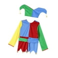 thumbnail image 4 of Linjinx Tenues de Cirque Clown pour Enfants Robe de Clown Patchwork Colorée avec Chapeau Ceinture Pantalon Ensemble Coloré-A 4-6 Ans, 4 of 7