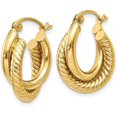 thumbnail image 2 of 14k Yellow Gold Polished Twisted Double Hoop Earrings - 12mm, 2 of 6