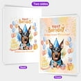 thumbnail image 2 of Watercolor Doberman Pinscher Happy Birthday Celebration Balloons Gift Party 5x7in Folded Greeting Card Doberman Dog Lover Gifts Single Note Card with Envelope - 00028, 2 of 5