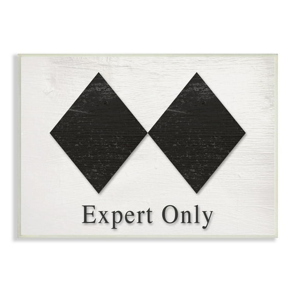 Double Black Diamond Ski Sport Symbol Experts Only 15 in x 10 in Framed Drawing Art Print, by Stupell Home Décor