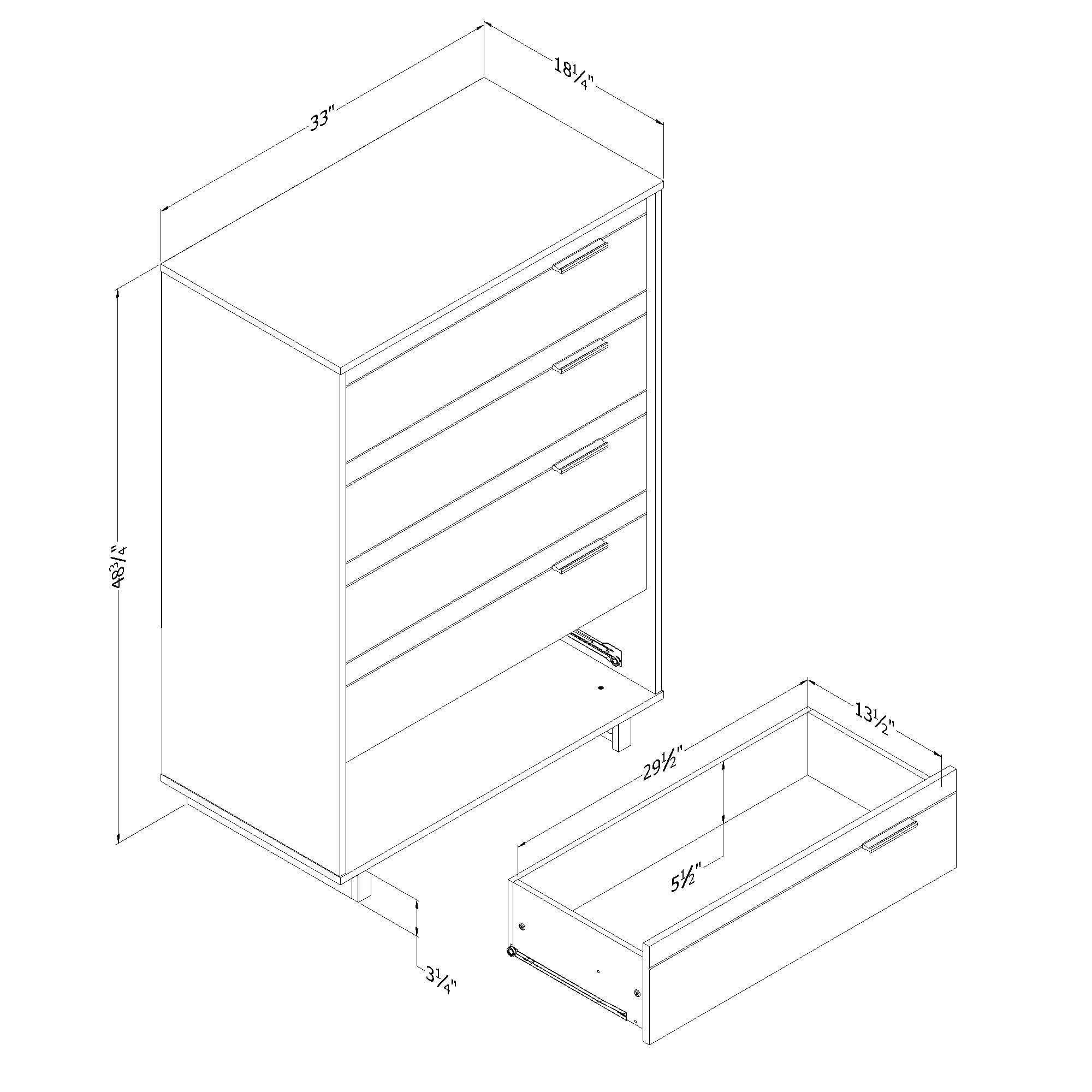 South Shore Fynn 5-Drawer Chest for Child, in Winter Oak