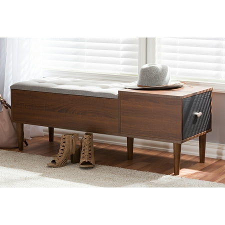 Baxton Studio Merrick Mid Century Retro Modern 1 Drawer 2 Tone Oak