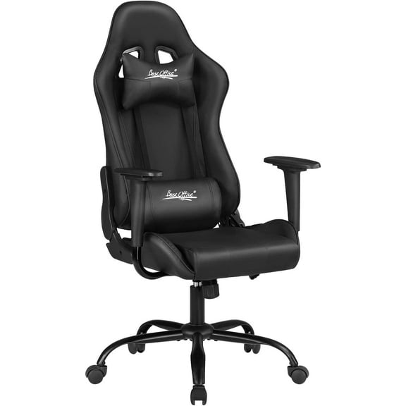 Gaming Chair Office Chair Desk Chair with Lumbar Support Headrest Armrest Task Rolling Swivel Ergonomic E-Sports Adjustable PC Gamer Chair Black