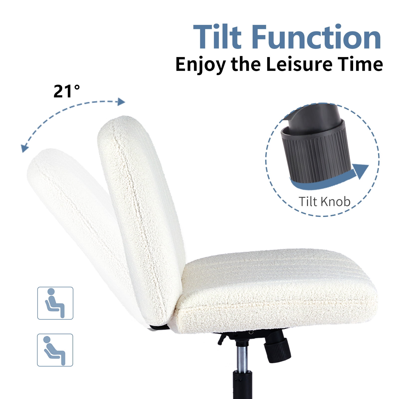 Cross-Legged Armless Swivel Chair without Wheels for Home Office