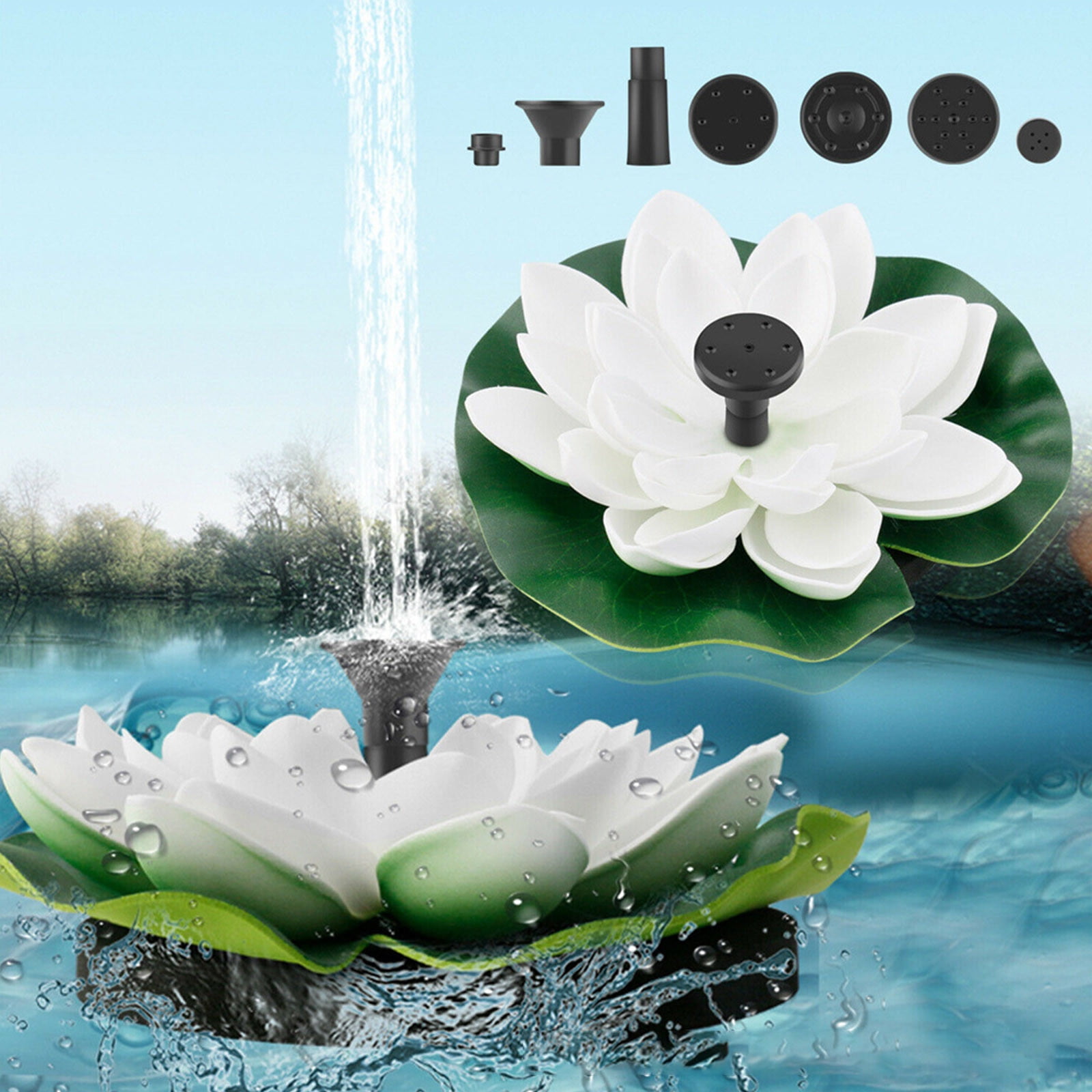 Cagogo Solar Floating Fountain For Garden Pond, Outdoor Water Feature For Patio And Lawn, Solar Powered Leaf Flower Design With .2W High Efficiency Panel
