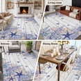 thumbnail image 6 of Summer Marine Life Living Room Rugs 5'x7', Watercolor Purple Starfish Ocean Bubble Wood Grain Low Pile Throw Large Area Rugs Non-Slip Sturdy Edge Binding Carpet for Dining Room Bedside Kitchen, 6 of 9