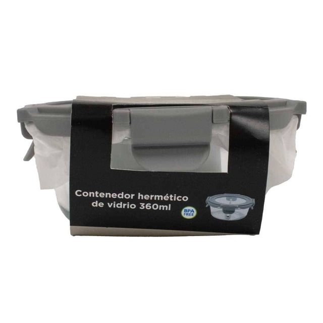 Contenedor Hermético Hometrends de Vidrio Transparente Circular 360 ml