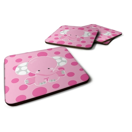 

Carolines Treasures BB6949FC Elephant with Pink Polkadots Foam Coaster Set of 4 3 1/2 x 3 1/2 multicolor