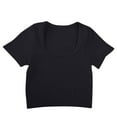 thumbnail image 7 of Women's Lightweight Short Sleeve Tee Shirts Scoop Neck Crop Slim Fit Tops Solid Color Casual Basic Top, 7 of 7
