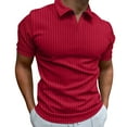 thumbnail image 3 of Rigardu polo shirts for men Men's Muscle V Neck Shirts Slim Fit Short Sleeve Cotton T Shirts Ribbed Knit Soft Tees mens polo shirts polo t shirts for men Wine + 3XL, 3 of 7