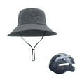 thumbnail image 3 of Sombrero de pescador con cuerdas para hombre y mujer, protección solar, ala ancha Gris, 3 of 9