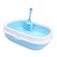 thumbnail image 2 of Bandeja de arena para gatos, orinal para gatos, contenedor de arena para gatos de interior, suministros para mascotas, reutilizable, fácil de limpiar, Azul claro, 2 of 8