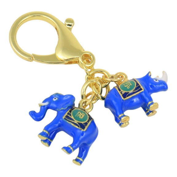 Feng Shui Elephant and Rhinoceros Amulet Keychain 2024