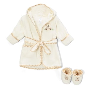 Spasilk Hooded Terry Bathrobe with Booties, Brown Bear
