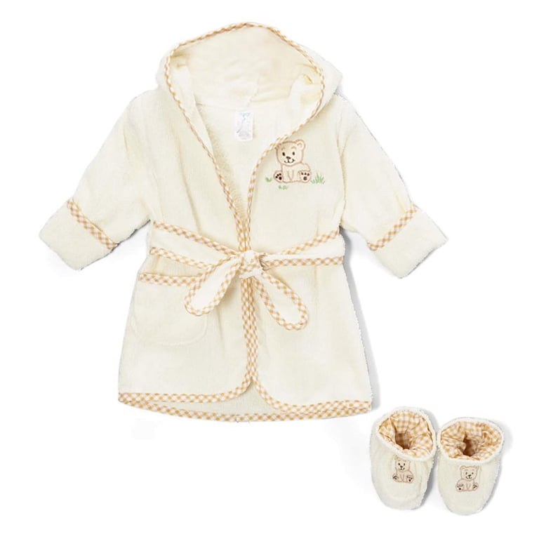Spasilk Hooded Terry Bathrobe with Booties, Brown Bear photo 1