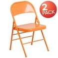 thumbnail image 3 of Emma + Oliver 2 Pack Orange Marmalade Triple Braced & Double Hinged Metal Folding Chair, 3 of 10