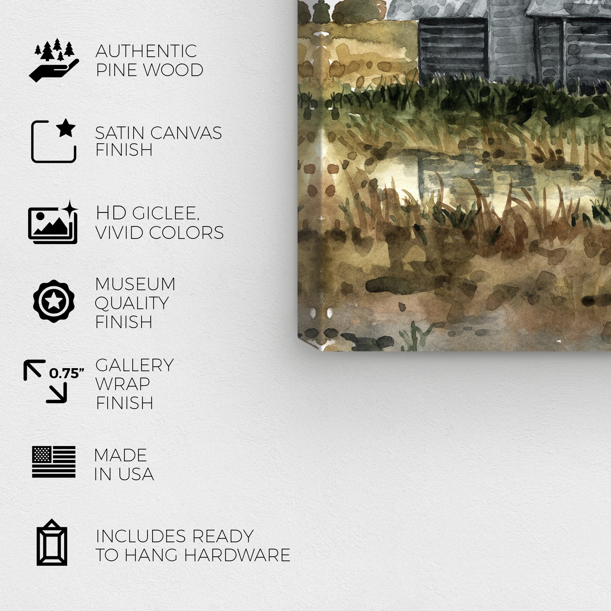 Farm House Architecture and Buildings Wall Art Print Gray 16x24