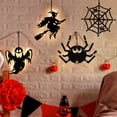 thumbnail image 2 of Halloween Pendant Witch Spider Ghost Cobweb LED Light Decor Hanging Pendant Create Spooky Atmosphere Haunted House Decor Photo Prop Style A One Size, 2 of 13