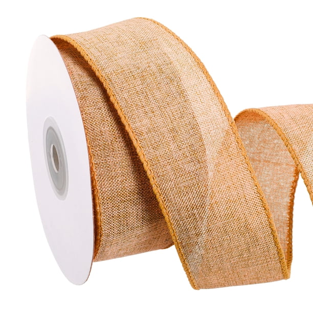 Cinta de borde con alambre Uxcell de 1-1/2 pulgadas x 10 yardas para envolver regalos y coronas Naranja