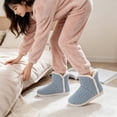 thumbnail image 6 of Xfvqtps Knit Slipper Boots for Womens up to Ankle Plush Lined Fuzzy Solid Color Slip on Soft Sole Memory Foam Non Slip Insulated Warm Winter Snow Boots Light Blue, 6 of 9