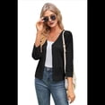 thumbnail image 3 of Women'S Cropped Cardigan 3/4 Sleeve Crochet Shrug Hollowed-Out Knit Sweater Tops Black XXL, 3 of 7