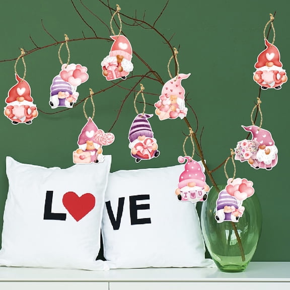 16Pcs Valentine's Day Ornaments Vibrant Gnome Design Create Romantic Atmosphere Hanging Decoration Pendants
