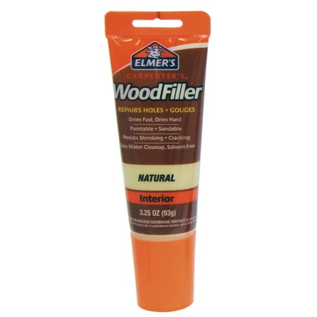 Elmer's Carpenter's Wood Filler, Natural, 3.25 oz, Sandable, Paintable, Fast-Drying