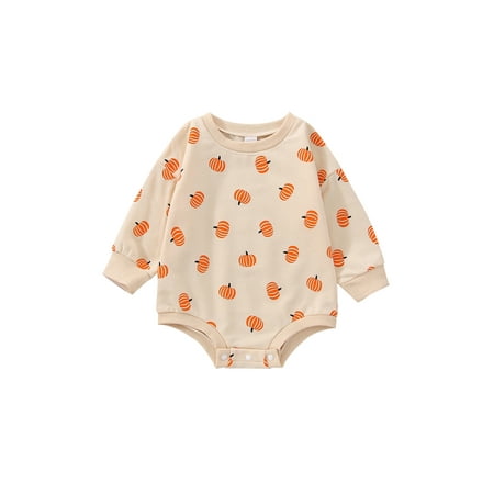 

Sunisery Toddler Baby Girls Halloween Romper Casual Long Sleeve Ghost Pumpkin Lantern Print Bodysuit Jumpsuit