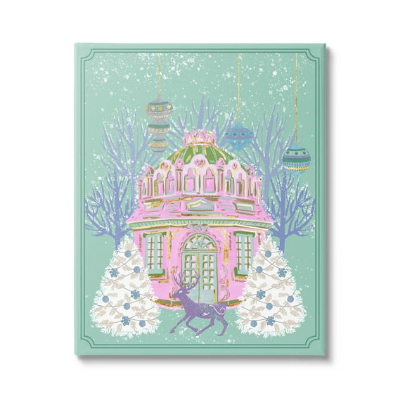 Stupell Industries Vintage Pastel Holiday Reindeer Graphic Art Gallery Wrapped Canvas Print Wall Art, Design by Melissa Wang