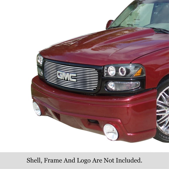 APS 1999-2002 GMC Sierra 1500 Not For Classic Style With Logo Show Stainless Steel Billet Grille 8x6 horizontal billet
