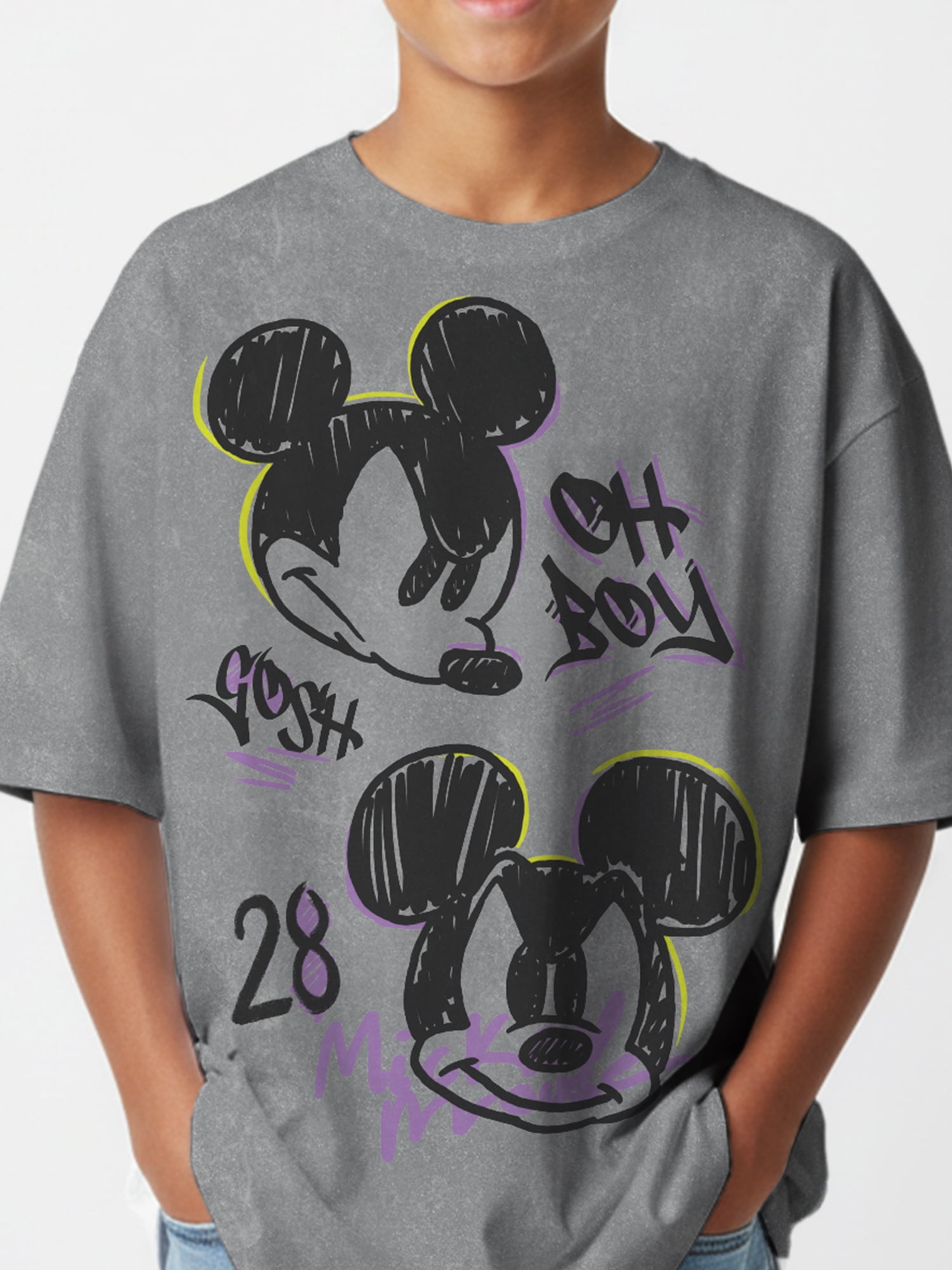 Disney Boys Mad Mickey Mouse Mineral Wash Graphic T-Shirt, Sizes XS-XXL