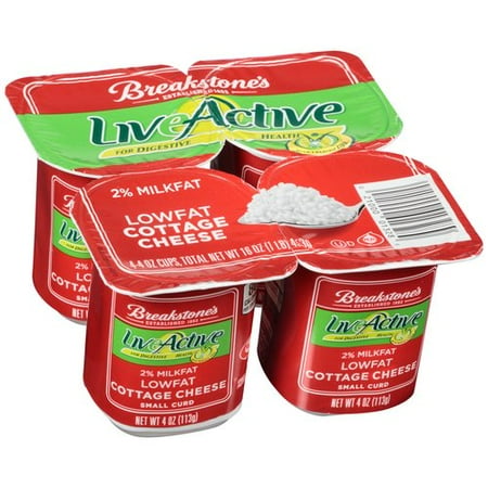 Breakstone's Liveactive Low Fat For Digestive Health 4 oz Cottage Cheese, 4 ct - Walmart.com